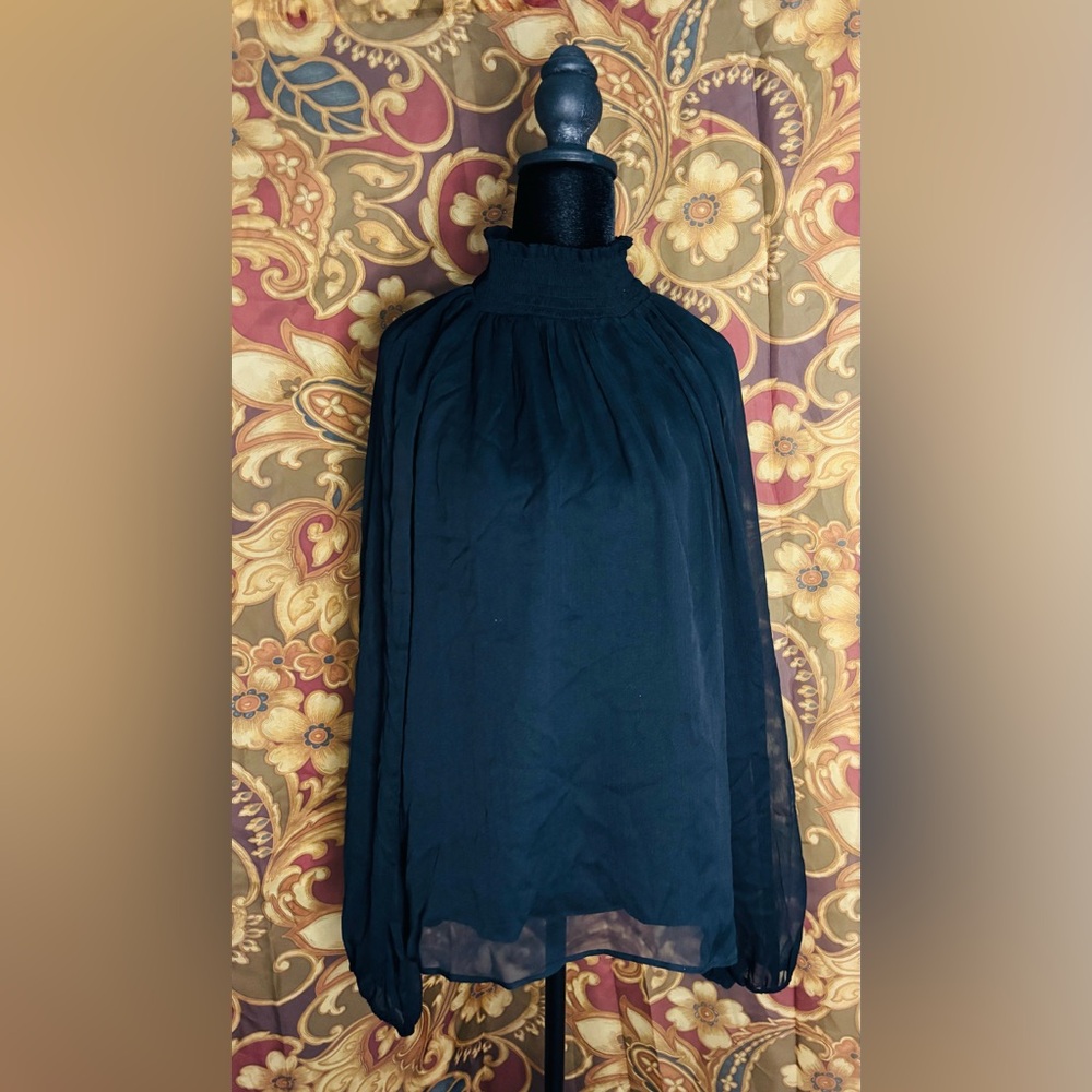 Sophisticated Black High-Neck Blouse